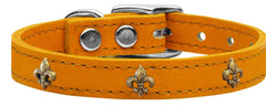 Bronze Fleur De Lis Widget Genuine Leather Dog Collar