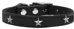 Silver Star Widget Genuine Leather Dog Collar