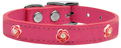 Red Rose Widget Genuine Leather Dog Collar Red