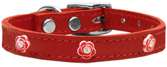 Red Rose Widget Genuine Leather Dog Collar Red