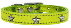 Silver Star Widget Genuine Metallic Leather Dog Collar