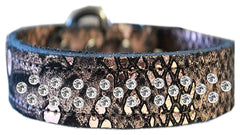 Sprinkle Clear Crystal Jeweled Dragon Skin Genuine Leather Dog Collar Size