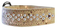 Sprinkle Clear Crystal Jeweled Dragon Skin Genuine Leather Dog Collar Size