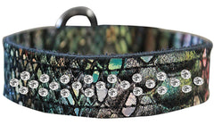 Sprinkle Clear Crystal Jeweled Dragon Skin Genuine Leather Dog Collar Size