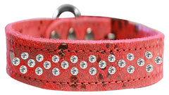 Sprinkle Clear Crystal Jeweled Dragon Skin Genuine Leather Dog Collar Size