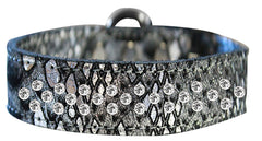 Sprinkle Clear Crystal Jeweled Dragon Skin Genuine Leather Dog Collar Size