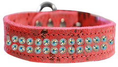 Two Row Ab Crystal Jeweled Dragon Skin Genuine Leather Dog Collar Size