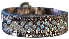 Sprinkle Ab Crystal Jeweled Dragon Skin Genuine Leather Dog Collar Size