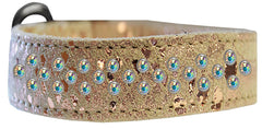 Sprinkle Ab Crystal Jeweled Dragon Skin Genuine Leather Dog Collar Size