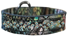 Sprinkle Ab Crystal Jeweled Dragon Skin Genuine Leather Dog Collar Size