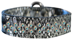 Sprinkle Ab Crystal Jeweled Dragon Skin Genuine Leather Dog Collar Size