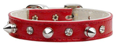 Red "just The Basics" Crystal And Spike Collars