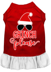 Grinch Please Screen Print Dog Dress Red with White XXXL (20)