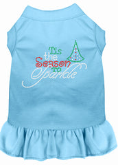 Tis the Season to Sparkle Rhinestone Dog Dress Baby Blue XXXL 