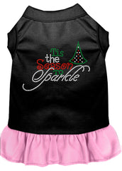 Tis the Season to Sparkle Rhinestone Dog Dress Black with Light Pink XXXL 