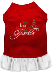 Tis the Season to Sparkle Rhinestone Dog Dress Red with White XXXL 