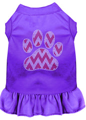 Candy Cane Chevron Paw Rhinestone Dog Dress Purple XXXL 