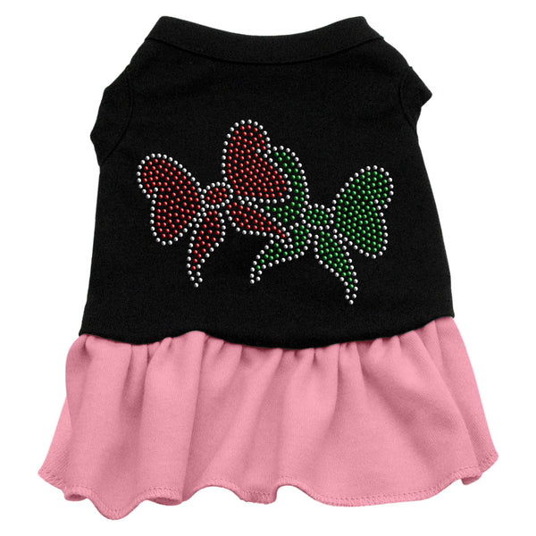 Christmas Bows Rhinestone Dress Black with Pink XXXL 