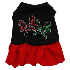 Christmas Bows Rhinestone Dress Black with Red XXXL 