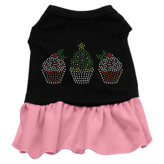 Christmas Cupcakes Rhinestone Dress Black with Pink XXXL 