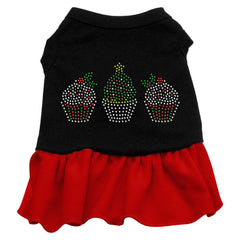 Christmas Cupcakes Rhinestone Dress Black with Red XXXL 