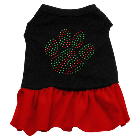 Christmas Paw Rhinestone Dress Black with Red XXXL 