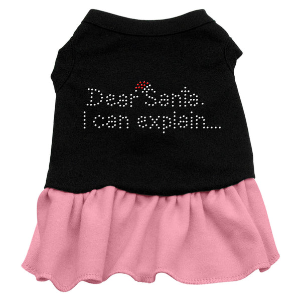 Dear Santa Rhinestone Dress Black with Pink XXXL 