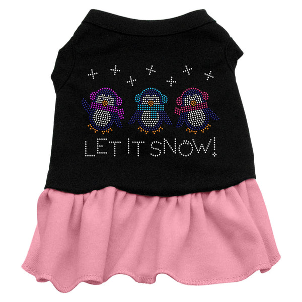 Let it Snow Penguins Rhinestone Dress Black with Pink XXXL 
