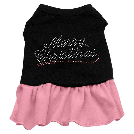 Merry Christmas Rhinestone Dress Black with Pink XXXL 