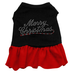 Merry Christmas Rhinestone Dress Black with Red XXXL 