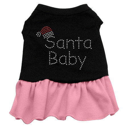 Santa Baby Rhinestone Dress Black with Pink XXXL 