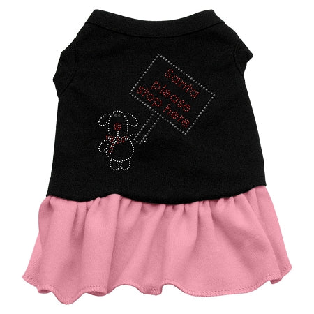 Santa Stop Here Rhinestone Dress Black with Pink XXXL 