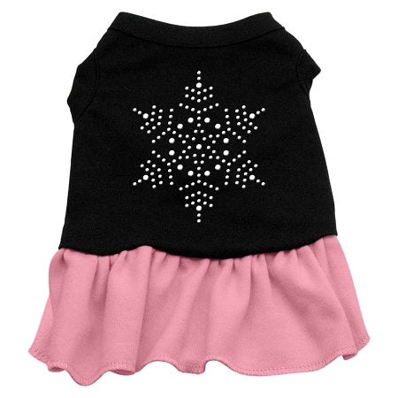 Snowflake Rhinestone Dress Black with Pink XXXL 