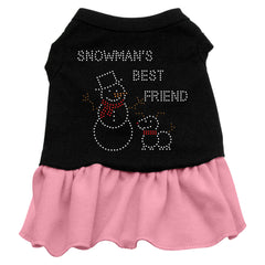 Snowman's Best Friend Rhinestone Dress Black with Pink XXXL 