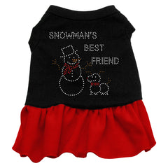 Snowman's Best Friend Rhinestone Dress Black with Red XXXL 