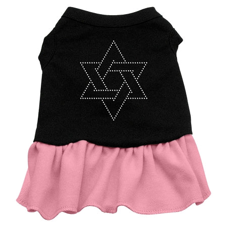 Star of David Rhinestone Dress Black with Pink XXXL 