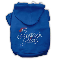 Santa's Girl Rhinestone Dog Hoodie Blue XXXL(20)