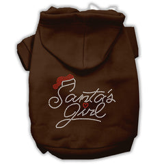 Santa's Girl Rhinestone Dog Hoodie Brown XXXL(20)