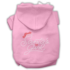 Santa's Girl Rhinestone Dog Hoodie Light Pink XXXL(20)