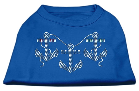 Rhinestone Anchors Shirts Blue XXXL