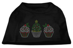 Christmas Cupcakes Rhinestone Shirt Black XXXL(20)