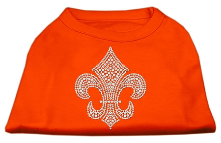 Silver Fleur de Lis Rhinestone Shirts Orange XXXL (20)