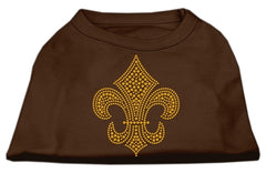 Gold Fleur de Lis Rhinestone Shirts Brown XXXL (20)