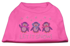 Let It Snow Penguins Rhinestone Shirt Bright Pink XXXL(20)