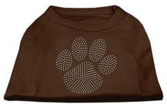 Clear Rhinestone Paw Shirts Brown XXXL