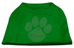 Clear Rhinestone Paw Shirts Emerald Green XXXL