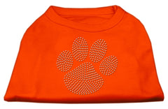 Clear Rhinestone Paw Shirts Orange XXXL