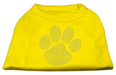 Clear Rhinestone Paw Shirts Yellow XXXL