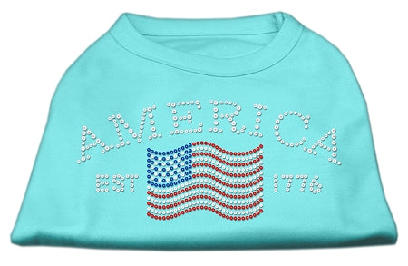 Classic American Rhinestone Shirts Aqua XXXL