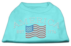 Classic American Rhinestone Shirts Aqua XXXL